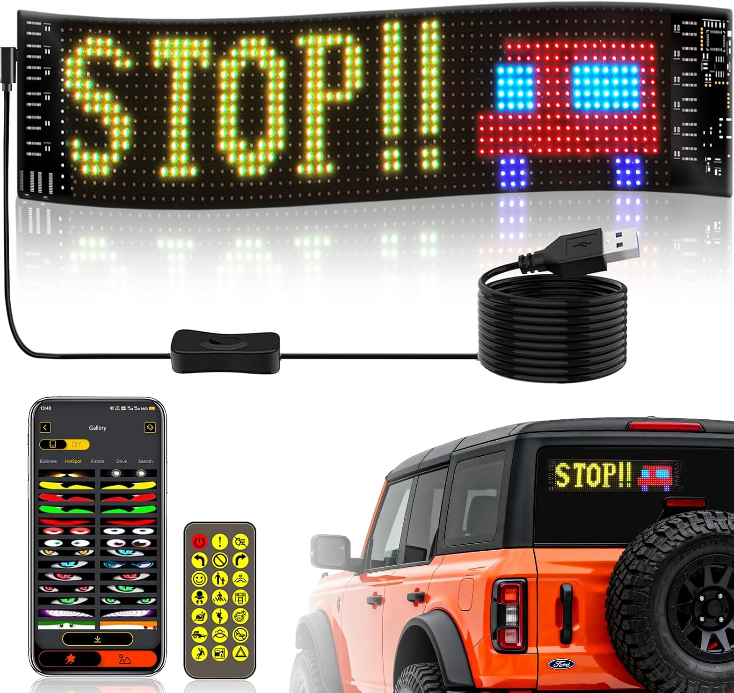 Car Led Light - Esnek LED Matris Panel 5V USB