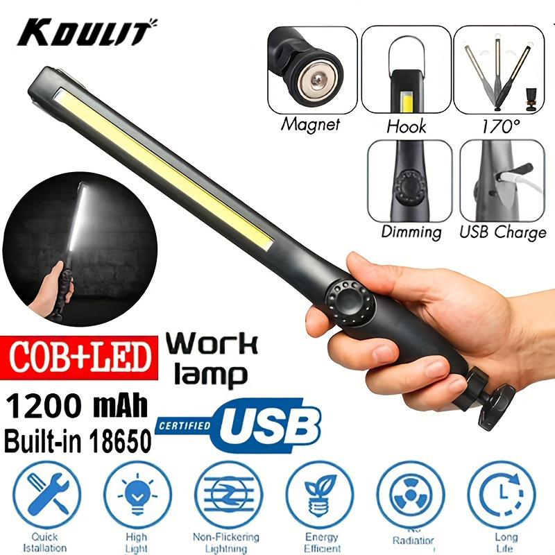 Car Led Light - Çok Fonksiyonlu COB El Feneri Manyetik