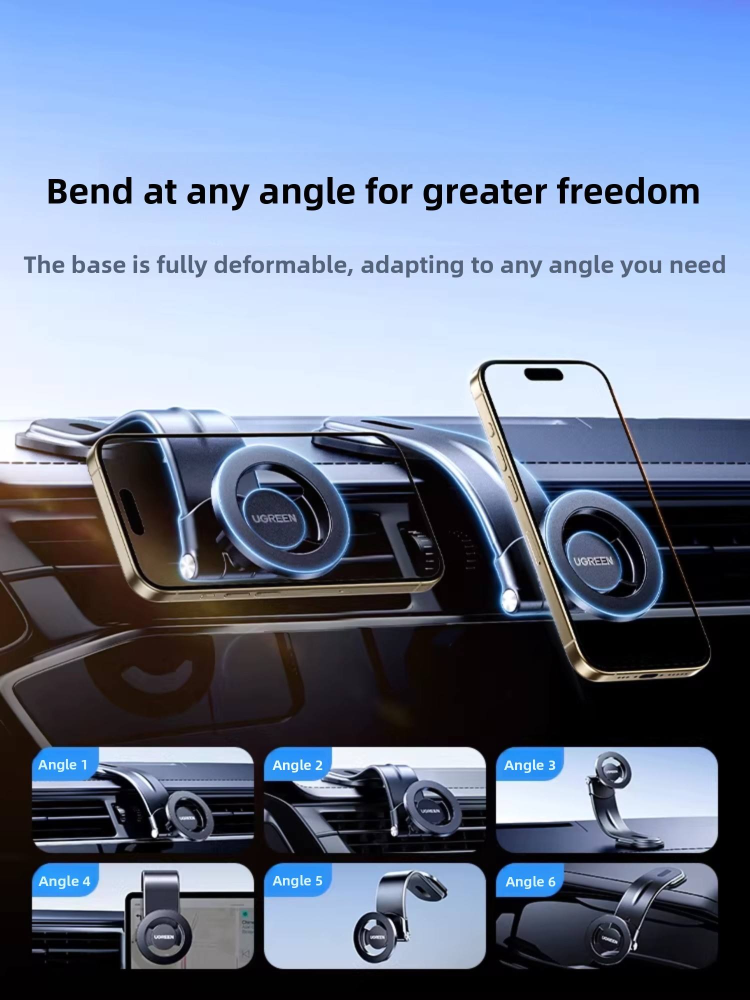 Car Vacuum - UGREEN Manyetik Araç Telefon Tutucu, 360